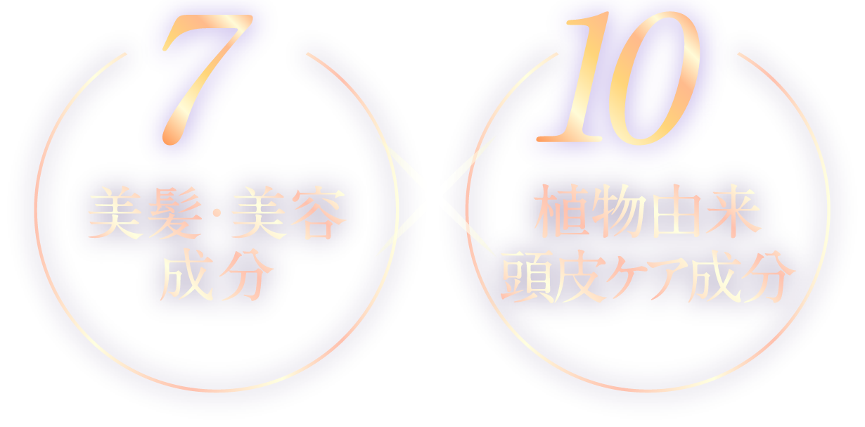 7つの美髪・美容成分x10種の植物由来頭皮ケア成分